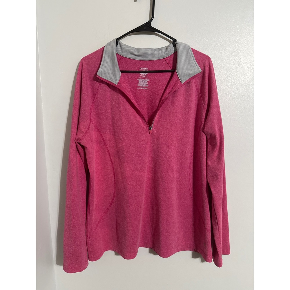 Danskin Now Womens Smokin Hot Pink Quarter Zip Pullover Active Top XXL DL13T-008